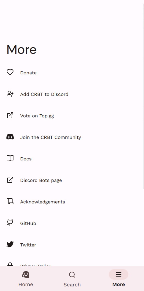 Screenshot of the CRBT website mobile landing page